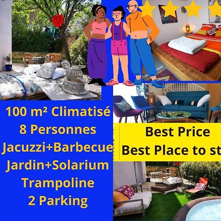 Villa Cool Mediterranean Life 8 People Jacuzzi Barbecue Gametrampoline 2 Parking à Béziers Extérieur photo